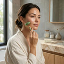 Kit Massagem Facial Premium com Rolo de Jade Verde, Pedra Gua Sha e Escova para Drenagem Linfática