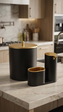 Kit Lixeira Cozinha 5L E Dispenser Porta Detergente Luxo