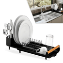 Escorredor de Louca Pratos Talheres Pia Cozinha Bandeja Retratil Slim Compacto Eco Design Preto