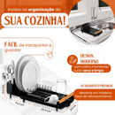 Escorredor de Louca Pratos Talheres Pia Cozinha Bandeja Retratil Slim Compacto Eco Design Preto