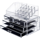 Organizador Acrílico 4 Gavetas: Make e Cosméticos, Maquiagem 16 Cavidades p/Organização Completa + Espelho LED