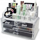 Organizador Acrílico 4 Gavetas: Make e Cosméticos, Maquiagem 16 Cavidades p/Organização Completa + Espelho LED