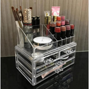 Organizador Acrílico 4 Gavetas: Make e Cosméticos, Maquiagem 16 Cavidades p/Organização Completa + Espelho LED