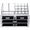 Organizador Acrílico 4 Gavetas: Make e Cosméticos, Maquiagem 16 Cavidades p/Organização Completa + Espelho LED