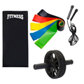 Kit Colchonete Academia Roda Abdominal Elastico Funcional Corda de Pular Treino em Casa Atividade Fisica Musculação