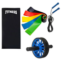 Kit Colchonete Academia Roda Abdominal Elastico Funcional Corda de Pular Treino em Casa Atividade Fisica Musculação