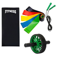 Kit Colchonete Academia Roda Abdominal Elastico Funcional Corda de Pular Treino em Casa Atividade Fisica Musculação