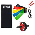 Kit Colchonete Academia Roda Abdominal Elastico Funcional Corda de Pular Treino em Casa Atividade Fisica Musculação