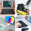 Kit Teclado e Mouse Sem Fio Bluetooth Colorido Compatível com Android iOS e Windows