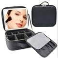 Kit Maleta Maquiagem completo Profissional Com Espelho e Luz Led