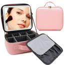 Kit Maleta Maquiagem completo Profissional Com Espelho e Luz Led