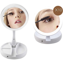 Organizador Acrílico 4 Gavetas: Make e Cosméticos, Maquiagem 16 Cavidades p/Organização Completa + Espelho LED
