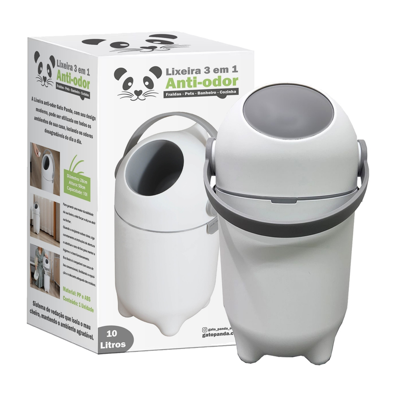 Lixeira Banheiro Lixo Mágico Anti Odor Fraldas Bebê Gato Panda