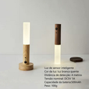 kit 2 Luminária Luz Led Recarregável Sensor de Movimento Arandela de Madeira Minimalista Para Mesa Parede
