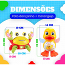 Kit Caranguejo Fujão e Patinho Dançarino Brinquedo Musical Dança Anda Mexe com Luz E Som