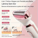 Barbeador Elétrico Feminino 4 em 1 Recarregável, Kit de Aparição para Rosto, Nariz, Pernas e Axilas, Máquina de Barbear