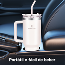 Romantic Crown Copo Térmico Inox Portátil 1200ml/1.2L com Tampa e Canudo Garrafa Térmica Inoxidável