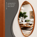 Kit 3 Espelhos Decorativos Orgânicos com Moldura em Couro Reforçado – Moldura Premium para Sala Hall