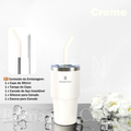 Romantic Crown Copo Térmico Inox Portátil 1200ml/1.2L com Tampa e Canudo Garrafa Térmica Inoxidável