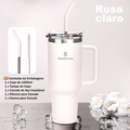 Romantic Crown Copo Térmico Inox Portátil 1200ml/1.2L com Tampa e Canudo Garrafa Térmica Inoxidável
