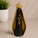 Kit Escultura Nossa Senhora Aparecida Bandeja Vela Coroa Minimalista Decorativa 14cm Quarto Sala Rack Escritório