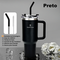 Romantic Crown Copo Térmico Inox Portátil 1200ml/1.2L com Tampa e Canudo Garrafa Térmica Inoxidável