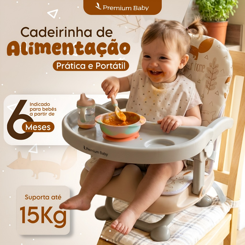 Cadeira de Alimentação bebe Cadeirinha de Refeição Infantil Para Bebê Portátil Cloud Bege Fox Premium Baby 0 à 15 Kg.