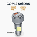Carregador Veicular Turbo 87.5W USB-C USB-A Carregamento rápido Metal aeronáutico TIPO C