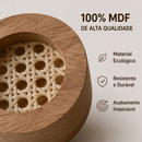 Cabideiro de Parede Redondo em MDF com Palha Sintética KIT COM 3 PEÇAS