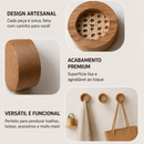 Cabideiro de Parede Redondo em MDF com Palha Sintética KIT COM 3 PEÇAS