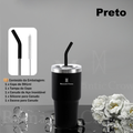 Romantic Crown Copo Térmico Inox Portátil 1200ml/1.2L com Tampa e Canudo Garrafa Térmica Inoxidável