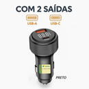 Carregador Veicular Turbo 87.5W USB-C USB-A Carregamento rápido Metal aeronáutico TIPO C
