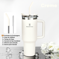 Romantic Crown Copo Térmico Inox Portátil 1200ml/1.2L com Tampa e Canudo Garrafa Térmica Inoxidável