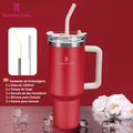 Romantic Crown Copo Térmico Inox Portátil 1200ml/1.2L com Tampa e Canudo Garrafa Térmica Inoxidável