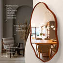 Kit 3 Espelhos Decorativos Orgânicos com Moldura em Couro Reforçado – Moldura Premium para Sala Hall