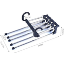 Kit Cabide 5 em 1 Retrátil Multifuncional Organizador Aço Calças Jeans Guarda Roupas