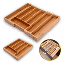 Porta Talheres Gaveta Bambu 7 Divisoria Extensivel Ajustavel