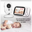 Babá Eletrônica com Monitor Visão Noturna Áudio Bidirecional Sensor de Temperatura Monitor Infantil Digital