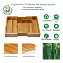 Porta Talheres Gaveta Bambu 7 Divisoria Extensivel Ajustavel