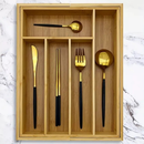 Porta Talheres Gaveta Bambu 7 Divisoria Extensivel Ajustavel
