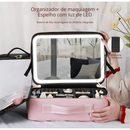 Kit Maleta Maquiagem completo Profissional Com Espelho e Luz Led e paleta de maquiagem