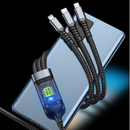 Cabo De Carregamento De Liga De Zinco 3 Em 1 100W 6A Carregador Super Rápido USB Proteção Para Micro Tipo C