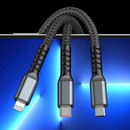 Cabo De Carregamento De Liga De Zinco 3 Em 1 100W 6A Carregador Super Rápido USB Proteção Para Micro Tipo C