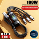 Cabo De Carregamento De Liga De Zinco 3 Em 1 100W 6A Carregador Super Rápido USB Proteção Para Micro Tipo C