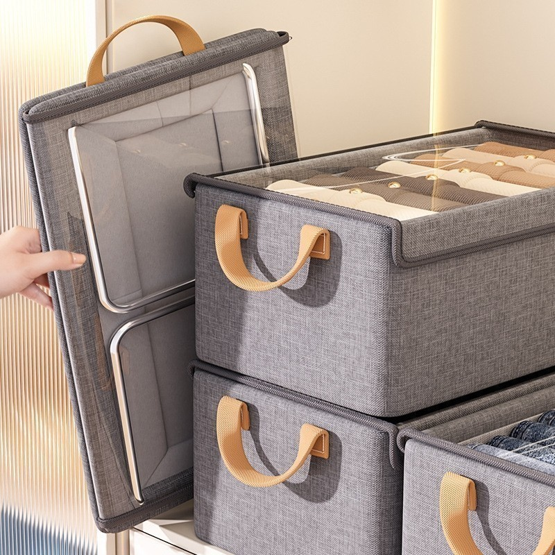 Caixas Organizadoras Dobrável com Tampa Transparente – Multiuso Oxford Reforçado Resistente E Ecológico