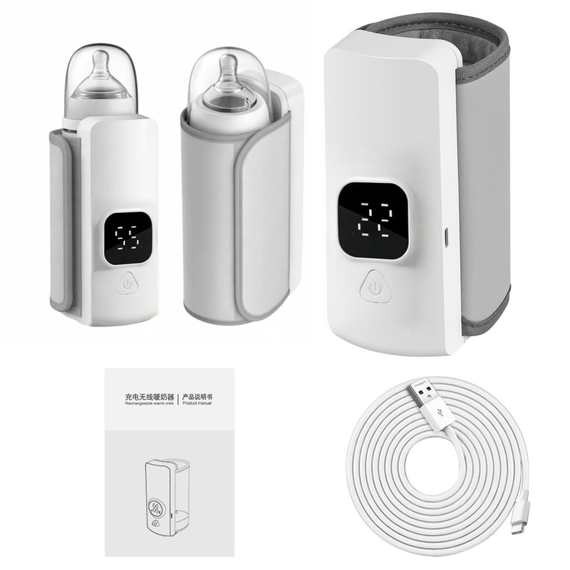 Aquecedor Sem Fio Regulável para Mamadeiras, Mantém Leite Morno em Qualquer Lugar com Display Digital