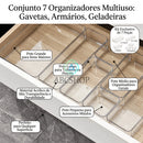 Conjunto 7 Organizadores Multiuso para Gavetas, Armários, Geladeiras Potes em Acrílico