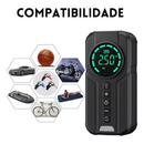 Compressor de Ar Portátil Digital Recarregável Inflador Pneu Carro Moto Bike USB LED