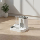 Alimentador E Bebedouro Elevado Automático 2 Em 1 Cinza E Branco Com Visor De Ração Para Pets Design Moderno E Compacto