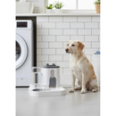Alimentador E Bebedouro Elevado Automático 2 Em 1 Cinza E Branco Com Visor De Ração Para Pets Design Moderno E Compacto